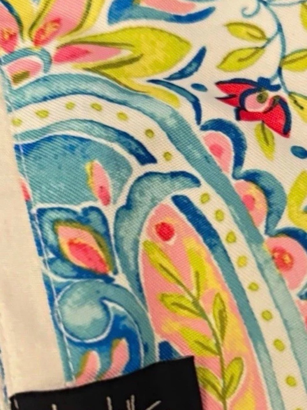 Nicole Miller Blue Pink & Green Floral Fabric Table Runner